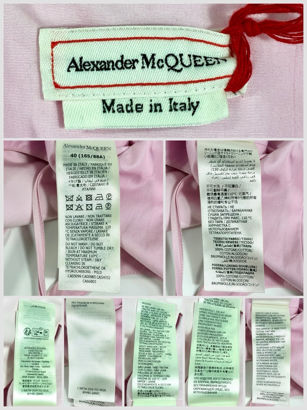 Alexander McQueen Asymmetric Cotton Poplin Midi Dress Ice Pink IT 40 US 4 NWT - Picture 14 of 17